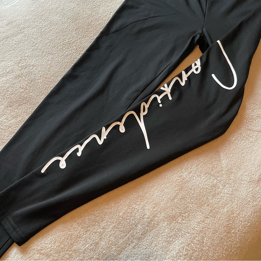 Shein Black Confidence Script Leggings Teen 14